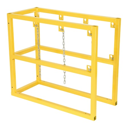 Vestil Yellow Powder Coat Steel Cylinder Barricade Rack 3 Cylinder Capacity CYL-FMSR-3